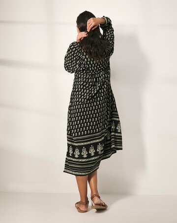Border Print Batwing Smock Maxi Dress