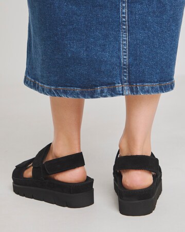 Simply Be Chara Suede Touch and Close Sandals - Wide Fit (E)