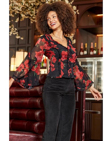 Sosandar Ruffle Front Wide Sleeve Top