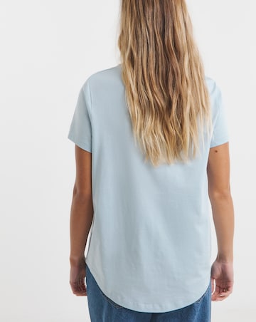 Simply Be Blue & Ecru 2 Pack Curved Hem Longline Pure Cotton T-Shirts