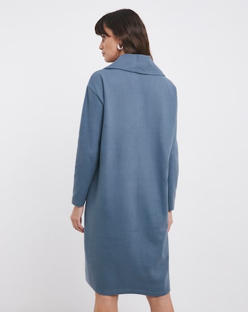 Roll Neck Zip Detail Cut and Sew Short Dress