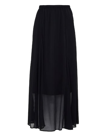 Black Godet Sheer Hem Maxi Skirt