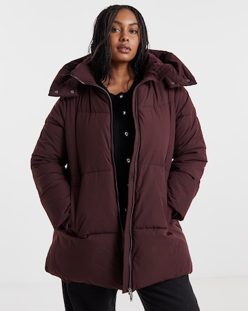 Burgundy Longline Padded Coat