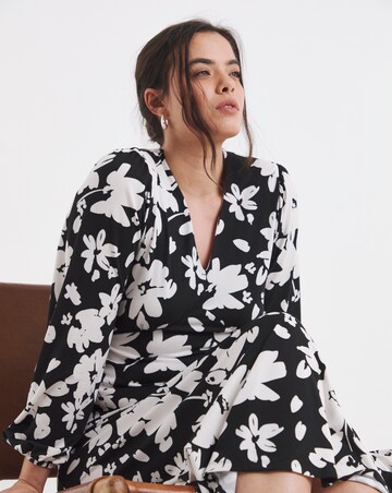 Simply Be Mono Floral Print Supersoft Midi Dress