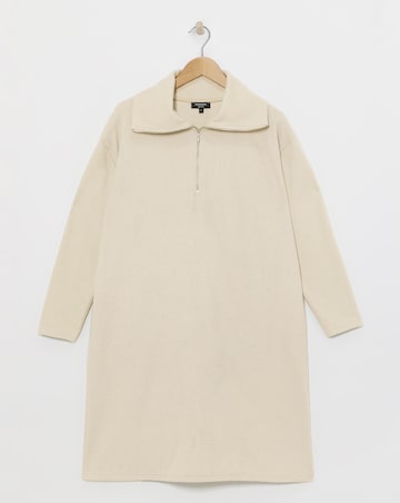 Roll Neck Zip Detail Cut and Sew Short Dress