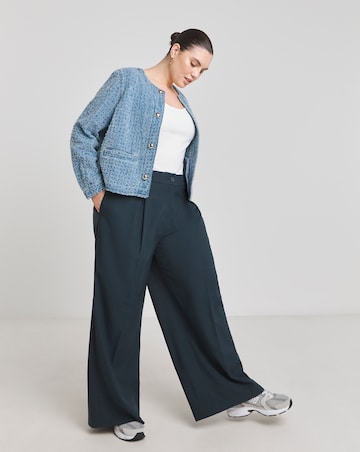 Simply Be Light Mid Blue Linear Distressed Denim Shacket