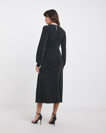 Metallic Ruched Long Sleeve Dress