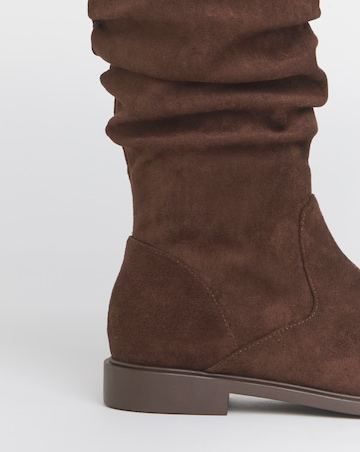 Pebble Knee High Ruched Boots - Extra Wide Fit (EEE) & Super Curvy Calf