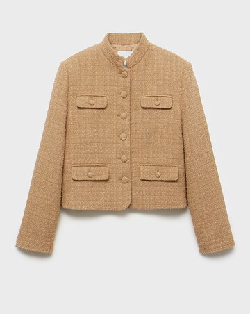 Mango Tweed Jacket with Stand Up Collar