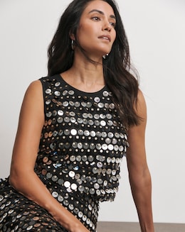 Joanna Hope Sequin Shell Top