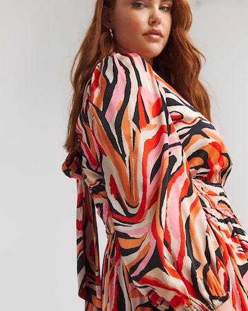 Lovedrobe Swirl Print Elastic Waist Wrap Front Maxi Dress