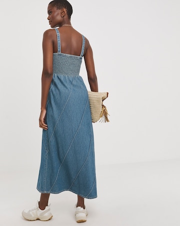 Blue Ruched Bodice Midaxi Dress