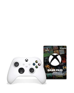 Xbox Robot White Wireless Controller &amp; 1 Month Game Pass Ultimate Bundle