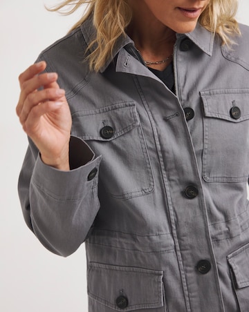 Washed Grey Stretch Utility Jacket