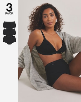 Sloggi (3 Pack) Cotton Basic Maxi Knickers, Black, Skintone or White