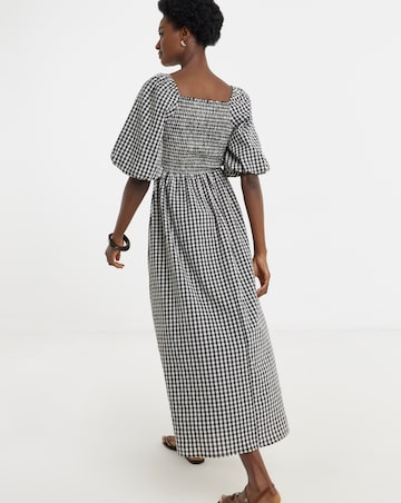 Check Shirred Dress