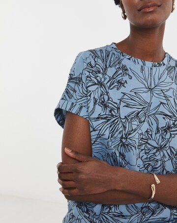 Pure Cotton Longline Short Sleeve Curved Hem Top