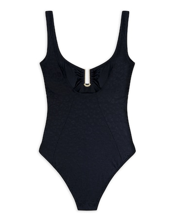 Chelsea Peers U Detail Jacquard Leopard Swimsuit Black