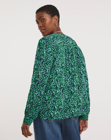 Placket Front Pocket Blouse