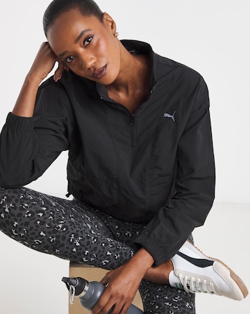 PUMA Her Relaxed Woven 1/2 Zip Crew