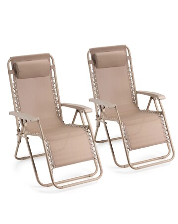 VonHaus Verona Taupe Zero Gravity Reclining Garden Chairs - Set of 2