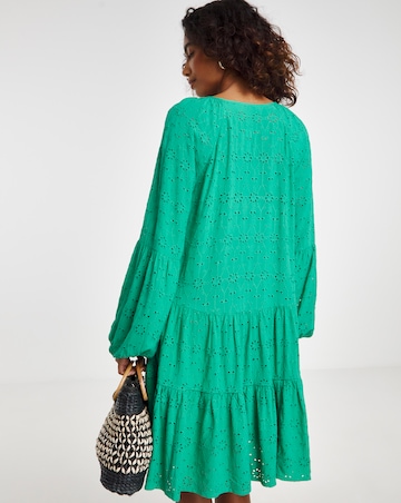 Beach to Beach Green Broderie Beach Dress