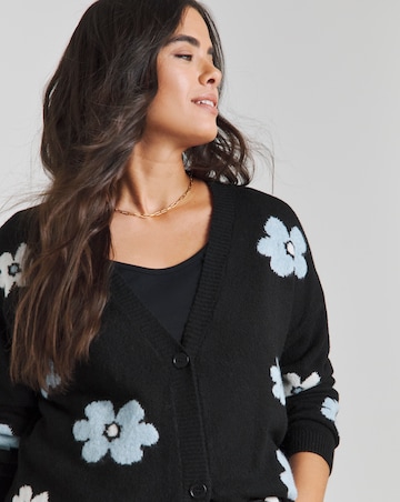 Simply Be Floral Jacquard Boyfriend Cardigan