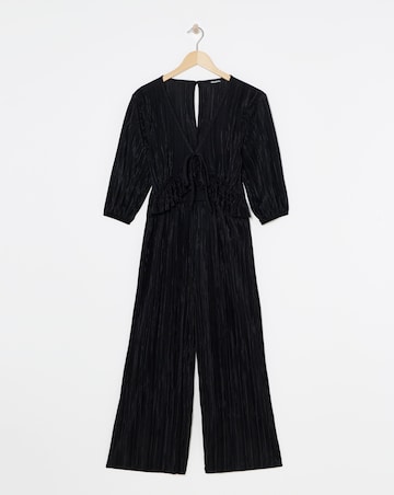 Black Plisse Culotte Jumpsuit