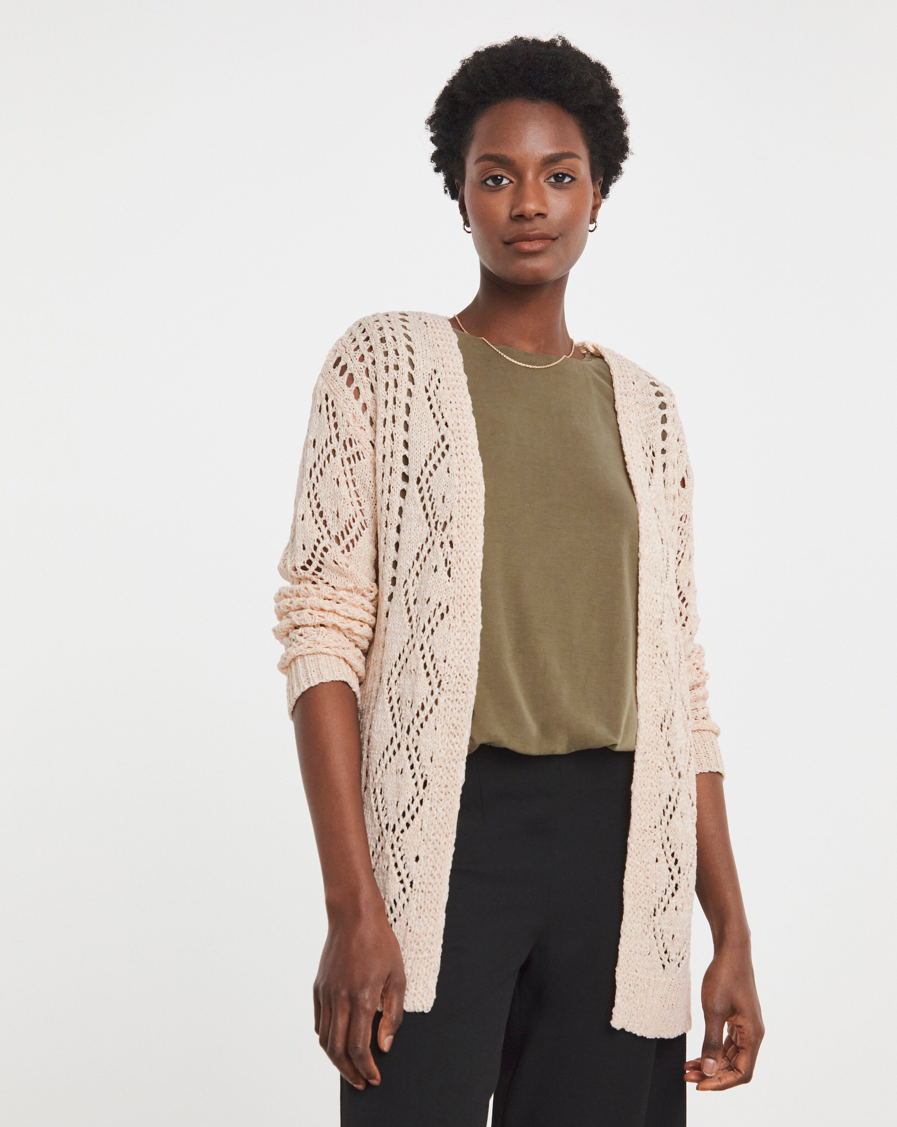 Black Tie Front Crochet Cardigan | Ambrose Wilson