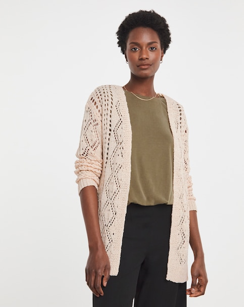 Edge To Edge Crochet Cardigan - Neutral