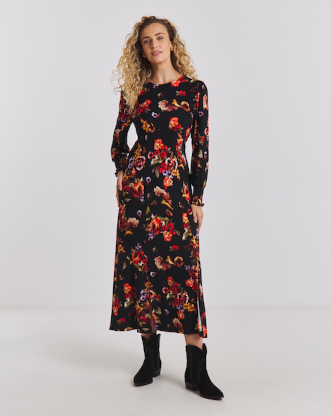 joe browns butterfly dress One Shoulder Jacquard Dress In Navy Pink
