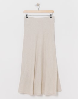 Sand Linen Mix Bias Cut Maxi Skirt