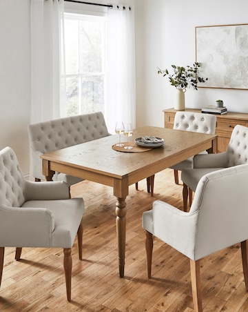 Margot Wooden Dining Table with 1 Mae Bench & 4 Mae Chairs