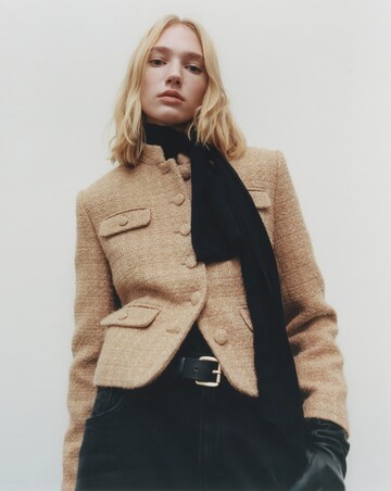 Mango Tweed Jacket with Stand Up Collar