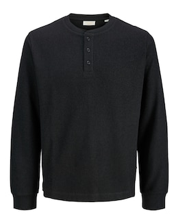 Jack &amp; Jones Textured Henley - Black