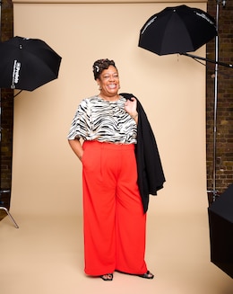 Textured Pleated Wide Leg Trousers