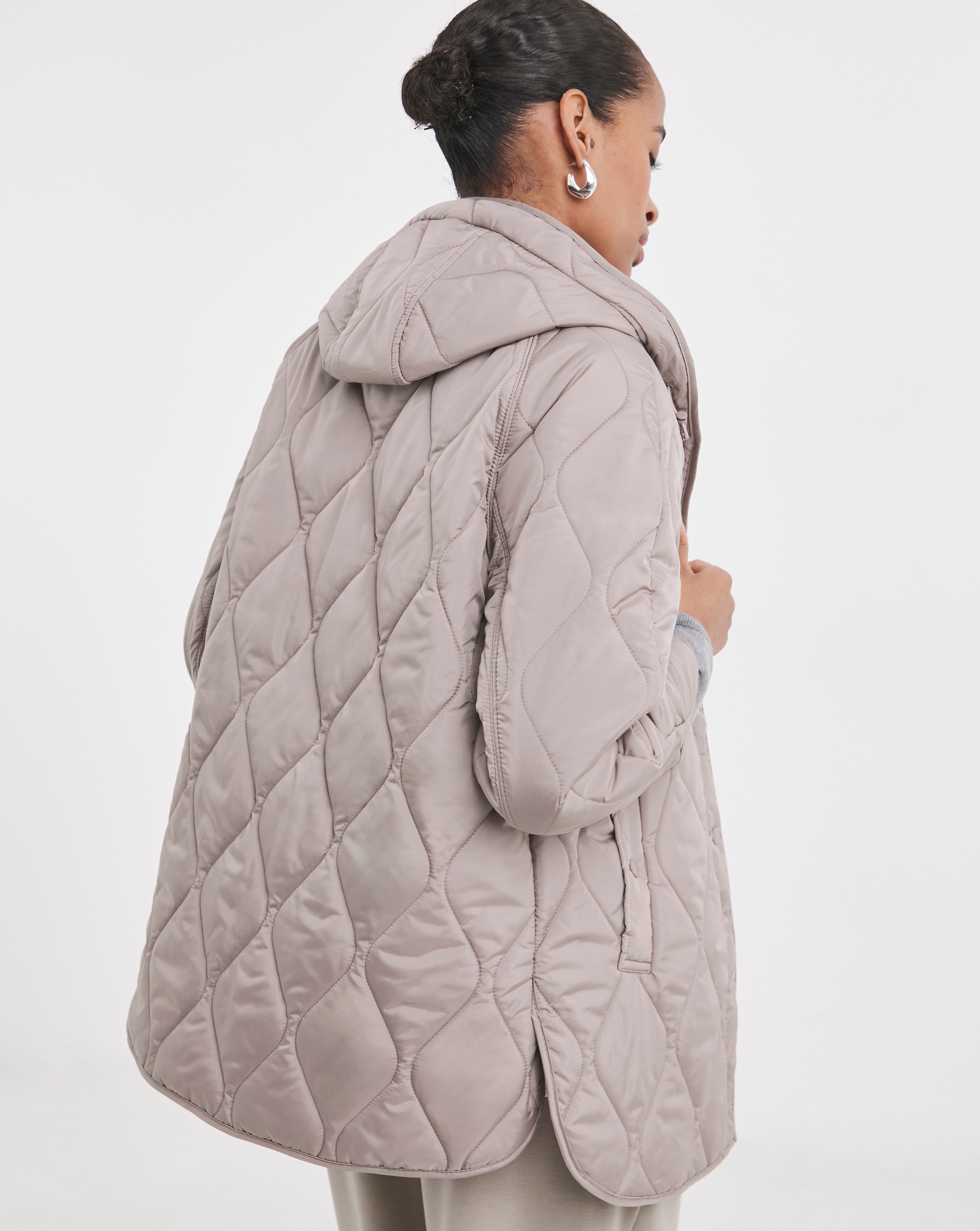 Taupe Short Quilted Jacket | Ambrose Wilson