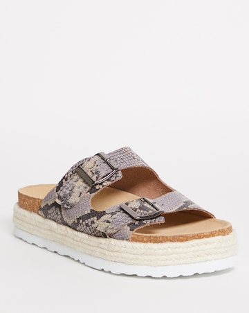Leather Twin Buckle Sandal E Fit