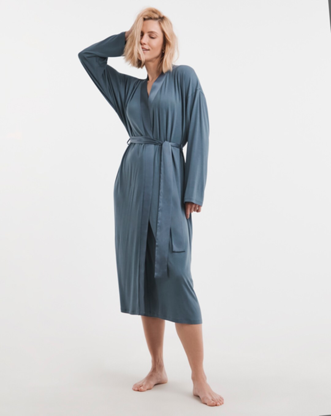 Cotton Jersey Broderie Dressing Gown | Ambrose Wilson