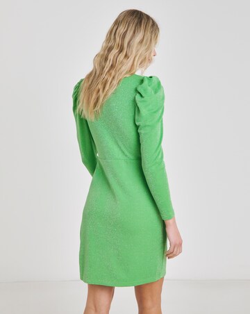 Green Glitter Knit Wrap Dress