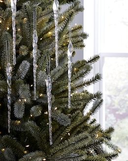 Set of 6 Clear Iridescent Glass Icicle Tree Decorations
