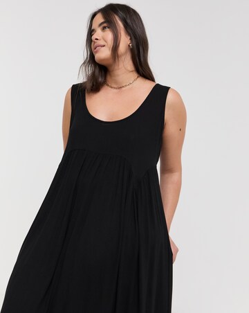 Simply Be Black Crinkle Midi Sundress