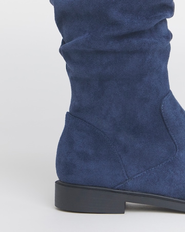 Pebble Knee High Ruched Boots - Wide Fit (E) & Super Curvy Calf
