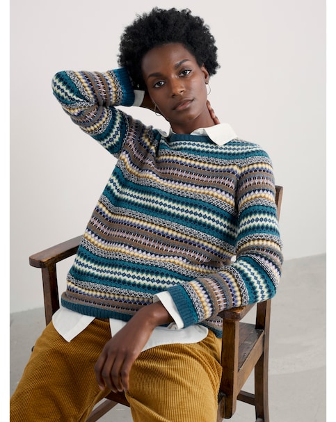 Seasalt Cornwall Percella Cove Merino Wool Fair Isle Jumper
