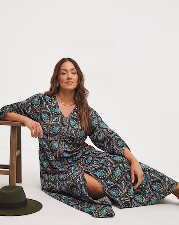 Joe Browns Blue Multi Paisley Button Through Maxi Dress