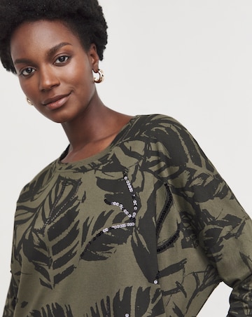 Religion Palm Print Jersey Sequin Dress