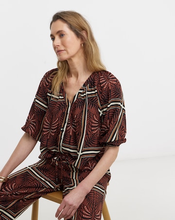 Collarless Button Through Blouse