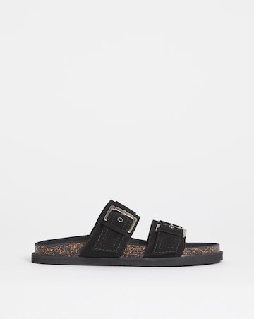 Chester Suede Two Strap Mule Sandals - Wide Fit (E)