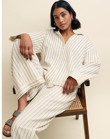 Nobody's Child Cream Pinstripe Wide Leg Trousers