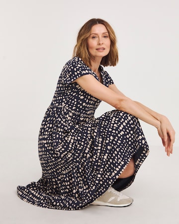 Notch Neck Jersey Smock Midaxi Dress